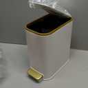 Cesun Small Bathroom Trash Can with Lid Soft Close, 5 Liter/1.3 Gallon Stainless Steel Garbage Can with Removable Inner Bucket, Step Pedal, Slim Waste Basket for Toilet, Office, Bedroom (White&Gold)