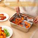 Teenyyou Stainless Steel Food Container with Lid Rack Roasting Baking Pan Cake Pan with Lid and Rack Half Size Summer Hotel Fruit Storage Container for Freezer Kitchen Restaurant, 32 x 26 cm(3.9 Inch)