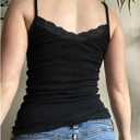 SOLY HUX Women's Lace Camisole Top Spaghetti Strap Slimming Tank Tops Aesthetic Clothes (Pure Black)