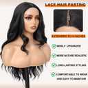 Black Wigs for Women Long Wavy 5x4x1 Lace Hairline Middle Part Glueless Wig Heat Resistant Synthetic Wigs for Daily Party 24 Inch