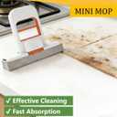 Mini Mop and Cleaning Brush Set, Foldable Self-Squeeze Sponge Mini Mop & Hard Bristle Crevice Cleaning Brush for Small Spaces, Tight Spaces, Gaps, Grout Cleaning, Kitchen, Bathroom, Desktop (Black and Orange)