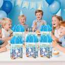 TAKEALOOKO 16 Pcs Axolotl Party Favor Bags - Axolotl Birthday Gifts Bags with Wrap Paper, Blue Cartoon Amphibian Themed Candy Goodie Bag for Kids Birthday Baby Shower Parties Supplies