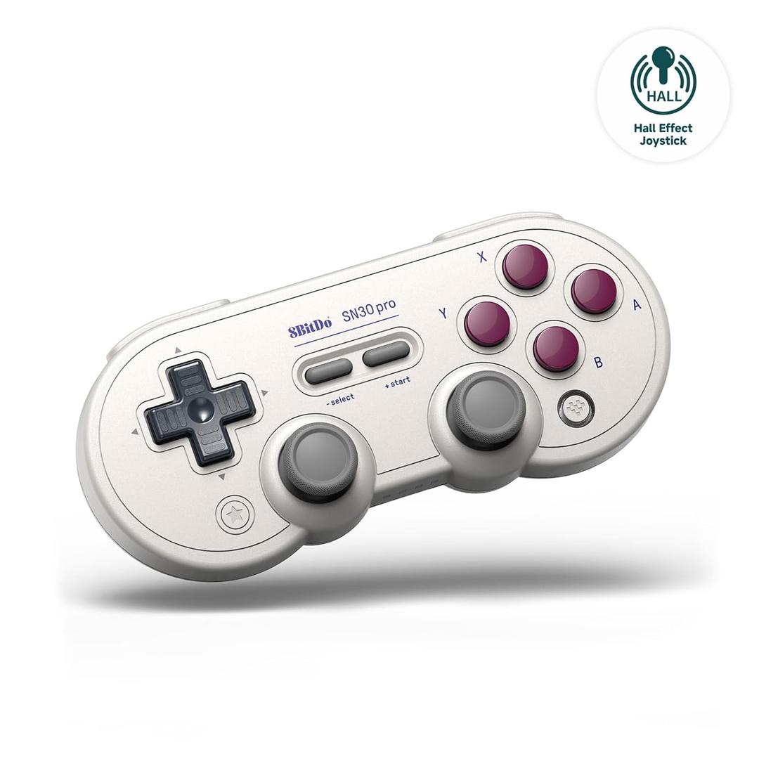 8BitDo SN30 Pro Bluetooth Controller with Hall Effect Joysticks, Rumble Vibration, and Turbo Function, Compatible with Switch/Switch 2, PC, macOS, Android, Steam Deck & Raspberry Pi (G Classic)