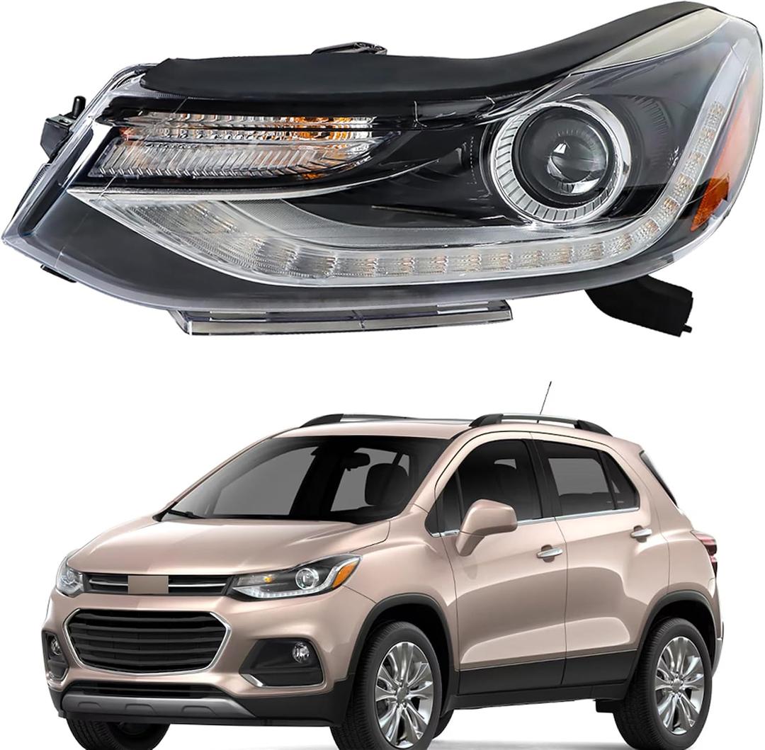 Driver Side Headlights Assembly with DRL Replacement for Trax 2017-2019 Housing Black Lamp LH 1PC 42725480