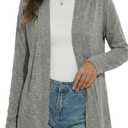 Long Sleeve Thin Cardigans for Women Lightweight Casual Loose Open Front Cardigan Soft Sheer Cover Up (Gray, M)