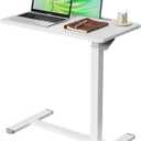 Mobile Standing Desk, Pneumatic Adjustable Rolling Desk(27.5 Inches), Portable Laptop Desk with Wheels, Overbed Bedside Table Laptop Table for Couch, Home, Office, White (28")