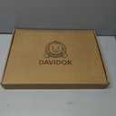 DAVIDOK C-Shaped Sofa End Table, Adjustable Height Couch Side Table with Device Slot, Brown Color with Black Metal Stand, Couch Table for Living Room, Bedroom