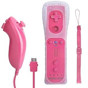 TechKen Wireless Controller for Wii U, Motion Plus Wii Controller Compatible, Pink