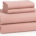 LANE LINEN 100% Cotton King Size Bed Sheets Set - Brushed for Extra Softness - Lightweight 100% Cotton Sheets King Size Set - Warm & Cozy Flannel Cotton Bed Sheets, 15" Deep Pocket - Sepia Rose