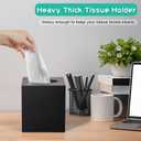 ALELION Wooden Tissue Box Cover Square - Large Black Tissue Box Holder for Tabletop Night Stands Bathroom Office - Decorative Facial Cube Tissue Box Cover