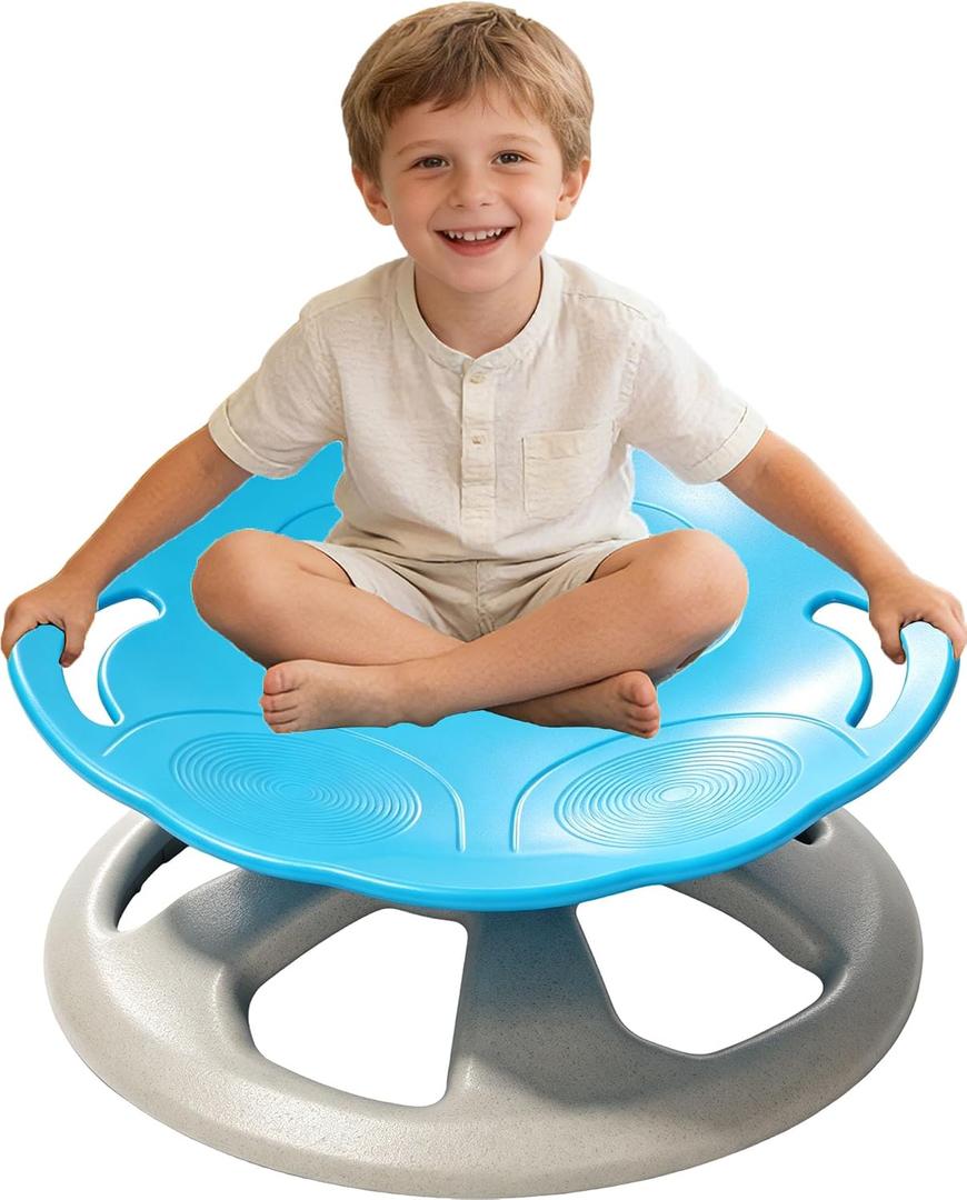 FERUERW Spinning Chair for Autistic Kids with Handle, Sensory Swivel Chair, 220LBS Weight Capacity, Sensory Toy for Children with ADHD/Autism, Training Body Coordination, 3+ Years (Blue)
