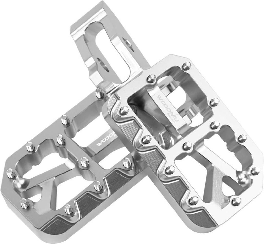 Dirt Bike Foot Pegs for Surron Ultra Bee,Aluminum Alloy Color Nail Suron Pedals for Ultrabee Motorcycle,Wider Non-slip Ebike Rest Footpegs,Silver Body with Silver Spikes