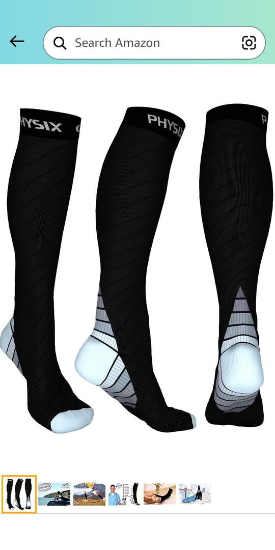 Physix Gear Compression Socks 20-30 mmHg - Men & Women - Running, Nurses, Shin Splints, Flight, Travel S-M