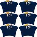 6Pcs 6FT Navy Blue Round Spandex Tablecloth 72 inch Stretchable Table Cover Tight Fit Stretch Tablecover Wrinkle Resistant Washable Table Cloth for Weddings Birthday Banquets Parties Festival
