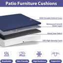 IPYNBAP Outdoor Chair Cushions Set of 4 -Waterproof Outdoor Seat Cushions for Patio Furniture, Patio Chair Cushion with Handle and Ties, Square Out Door Chair Pads,19" x 19" x 3", Navy Blue