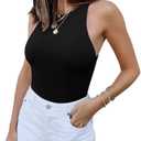 REORIA Butsmooth® Women’s Basic Sexy Sleeveless Racer Back Halter Neck Bodysuit Tank Tops, Size L