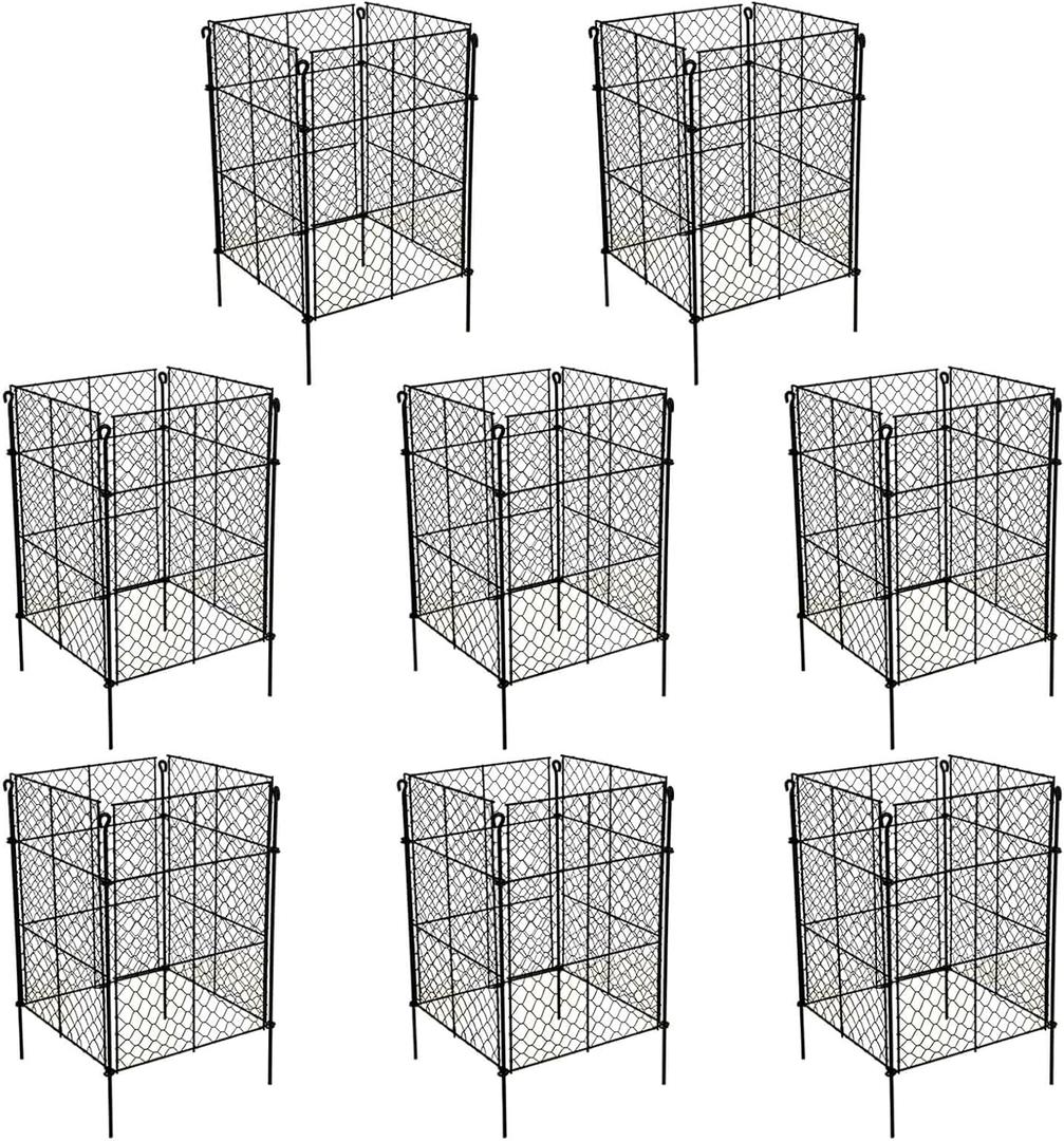 8 Pack Plant Protectors from Animals, 32Pcs DIY Plant Cages 12.6"x12.6"x16", Chicken Wire Garden Animal Barrier, Keep Rabbits & Chipmunks Out for Vegetables, Shrubs & New Plants