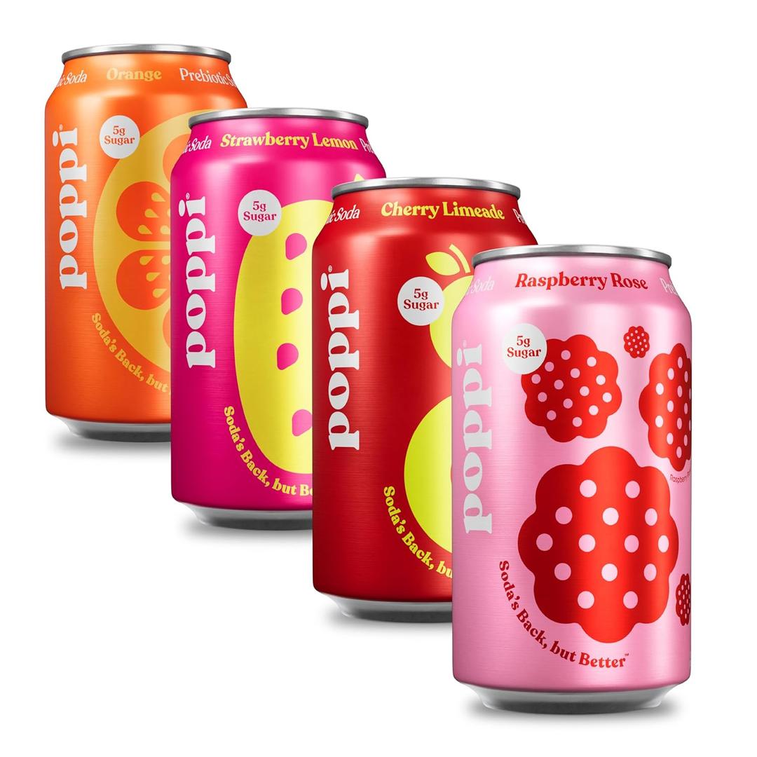 Poppi Sparkling Prebiotic Soda Beverage with Apple Cider Vinegar, Seltzer Water and Fruit Juice, Short List Variety Pack, 12 Fl Oz, Pack of 12, Packaging May Vary (EXP 11/03/26)