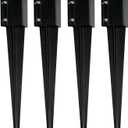4 Pack 24'' Fence Post Anchor Ground Spike Metal Black Powder Coated 24 x 4 x 4 Inches Outer Diameter (Inner Diameter 3.5 x3.5 Inches)