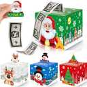 4 Pack Christmas Money Box for Cash Gift Pull,Christmas Tree & Snowman & Santa & Elk Money Gift Boxes for Cash with Pull Out Card DIY Set Surprise Merry Box (Classic Christmas)