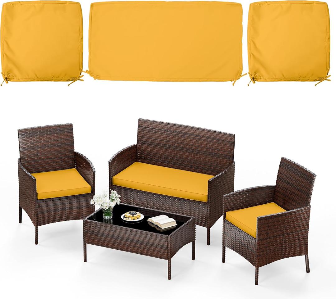 3 Pack of Outdoor Seat Cushion Replacement Set Suitable for 4 Pieces of Wicker Rattan Furniture Terrace Guest Set Sofa Chair (36x18x2, 18x18x2), Only Cover