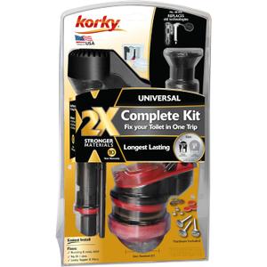 Korky 4010XP 2X Long-Life Standard 2-inch Complete Fixes: Running, Noisy, No/Slow Refill, and No/Weak Flush Easy to Install Toilet Repair Kit, Black