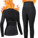 ATTRACO Womens Thermal Underwear Sets Half Zip Womens Long Johns Underwear Thermal Wear for Women Thermal Set Winter (Large, Black)