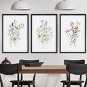 Colorful Floral Wildflower Wall Art Decor 16x24 Inch Rustic Bedroom Aesthetic 3 Pcs