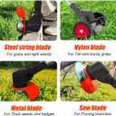Electric Weed Wacker Cordless,21V Weed Eater Battery Powered,No String Trimmer Battery Operated Lawn Trimmer,3 In 1 Grass Trimmer/Brush Cutter/Lawn Edger,Lightweight Wheel Weed Trimmer for Garden Yard