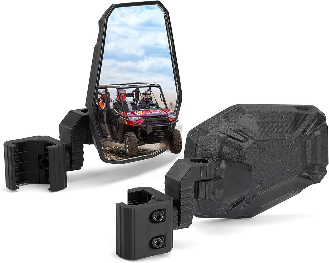 KEMIMOTO UTV Side Mirrors, UTV Rearview Mirrors Compatible with Pro-Fit Polaris Ranger XP 1000 General Can-Am Defender Maverick Trail Uforce Gen 2, 3-axis Rotation Rear View Accessories