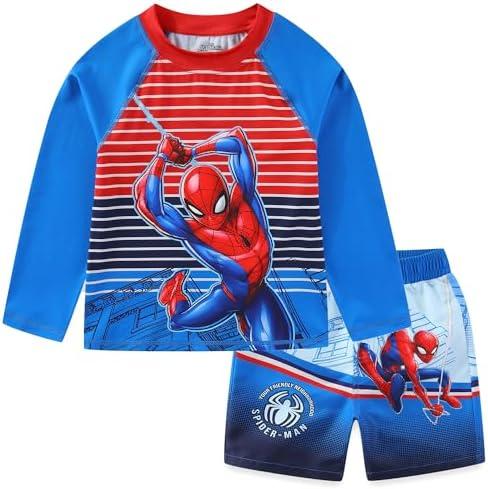 Marvel Spider-Man Boys UPF 50+ Rash Guard and Swim Trunks for Toddler and Big Kids, Size 4