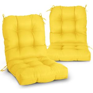EAGLE PEAK Tufted Outdoor/Indoor Seat/Back Chair Cushions, Set of 2, 42'' x 21'', Yellow