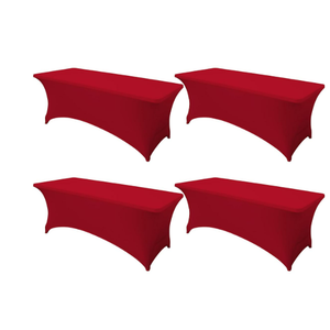 4 Pack Red Fitted Tablecloth Rectangular for Tables Trade Show-Open Back Tablecloth Washable and Wrinkle Resistant Fabric Table Cloth for Weddings, Parties, Buffet, Trade Fairs, 70x60 Inch