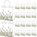 Kacctyen 24 Pcs Gift Bags for Party Favor Clear Goodie Bags with Handle 7.87 x 7.87 x 3.15 Return Gift Wrap Totes for Guests Treat Candy Wrapping(Vintage Wildflowers)