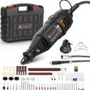 GOXAWEE Rotary Tool Kit with MultiPro Keyless Chuck and Flex Shaft -140pcs Accessories Variable Speed Electric Drill Set for Handmade Crafting Projects and DIY Creations (Black)