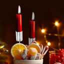 5Pcs Christmas Taper Candle Holder Candlestick Liners Inserts Cup Advent Wreaths Candle Stand with Spike for Pillar Tealight Wedding Flower Arrangement Silver