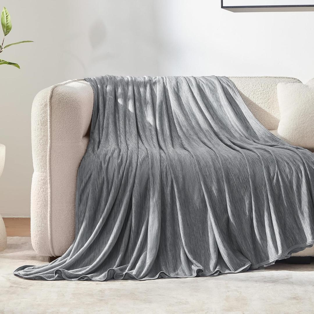 SLEEP ZONE Nanotex Cooling Blanket for Hot Sleepers, Double-Sided Throw Blanket for Couch, Travel/Outdoor Ultra-Cold Breathable Lightweight Summer Blanket (Dark Grey, 50''x70'')