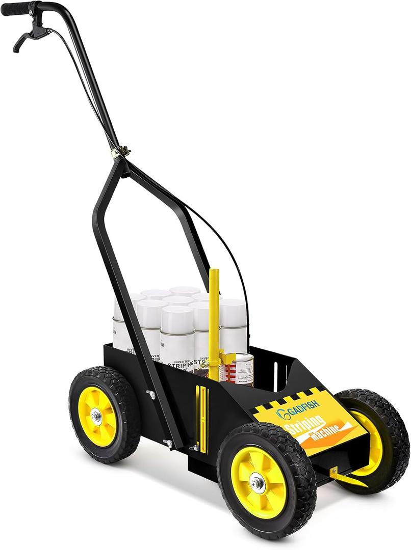 GADFISH Heavy Duty Striping Line Marking Machine, Compatible with Inverted Marking Spray Paint, Parking Lot Striping Machine for Fast and Accurate Marking, Line Striper - Black