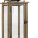 Stonebriar 18 Inch Rustic Wooden Candle Hurricane Lantern, For Table Top, Mantle, Wall Hanging, or Garden Display, Indoor & Outdoor Use, Extra Large