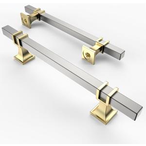 Asidrama 10 Pack 5 Inch(128mm) Brushed Satin Nickel and Gold Kitchen Cabinet Handles, Cabinet Pulls Kitchen Cabinet Hardware for Cupboard Drawer Pulls (5" Hole Center)