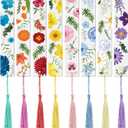 Outus 8 Sets Flower Acrylic Bookmarks for Reading Women Transparent Acrylic Cute Floral Bookmarks with Colorful Tassels Gift for Women Teacher Book Lovers Reading, 8 Styles