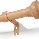 Wood Curtain Rods for Windows 72 to 144, 1 inch Telescopic Adjustable Heavy Duty Long Curtain Rod with Adjustable Brackets, Easy Install & Modern Finials, Fits Various Room Styles, Wood color
