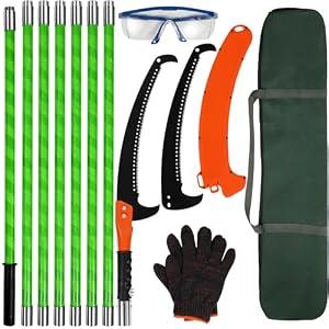 Lineslife Pole Saws for Tree Trimming, 5.5-25ft Extendable Tree Trimmer, Manual Tree cutter for Garden, Includes Spare Saw Blade, Safety Glasses, Gloves & Carry Bag