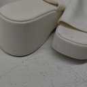 Minshluu Womens Wedge SIides Sandals Platform Open Toe Slip On Elastic Band Wedges Shoes (9, White)