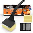 Grill Brush Bristle Free, Grill Brush with 5 Replacement Heads, Grill Cleaner Brush for Outdoor Grill, Cast Iron, Stainless Steel Grates, Grill Scraper Outdoor BBQ Grill, Dad Father Gift, Black