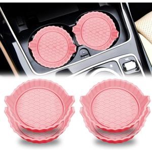 Car Cup Holder Coaster,Non-Slip Car Cup Holder Coasters,Universal Car Cup Holder Insert,Car Interior Accessories Mat(Pink diamonless, 4 Pack)