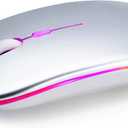 Wireless Bluetooth Mouse Rechargeable Long Lasting Dual Mode - BT 5.2 & 2.4G Silent RGB LED Mice, Slim Portable Ergonomic Mouse for Laptop/PC/Tablet/MacBook/iPad/Apple Devices(Silver)
