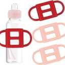 Impresa Baby Bottle Grips - Compatible with Dr. Brown Baby Bottles - 4-Pack Pink Fits 2.5-Inch Diameter - Easy-Grip Sippy Cup Handles & Stable Anti-Roll Design