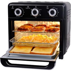 10QT Air Fryer Toaster Oven Combo, 3-Layer Cooking Air Fryer Oven with Visible Window, Countertop Airfryers with 5 in 1 Functions, Cooks 6 Toast slices at once, Ideal for Small kitchen