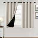 H.VERSAILTEX 100% Blackout Curtains for Bedroom Thermal Insulated Blackout Curtains 45 inch Length Full Light Blocking Window Drapes for Living Room with Black Liner 2 Panels, Fog